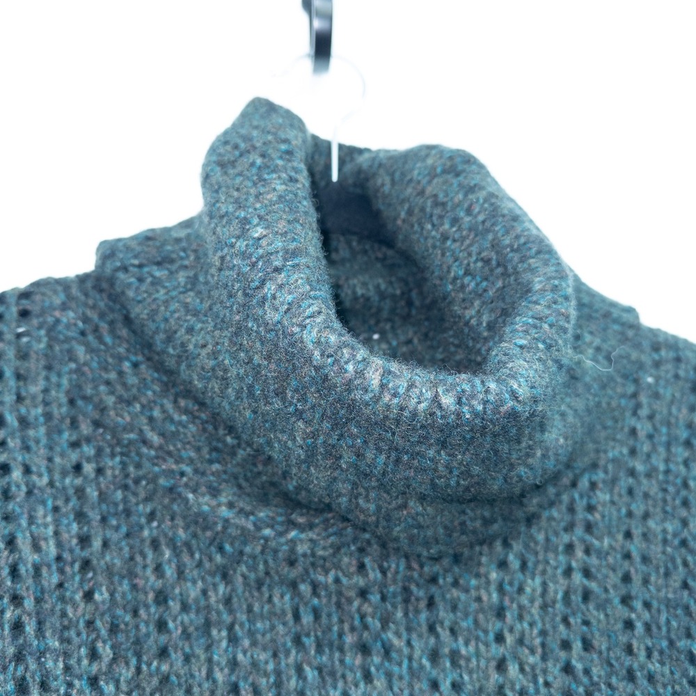 Eileen Fisher Green Wool Cashmere Blend Knit Turtleneck Sweater Size Medium - Picture 3 of 6